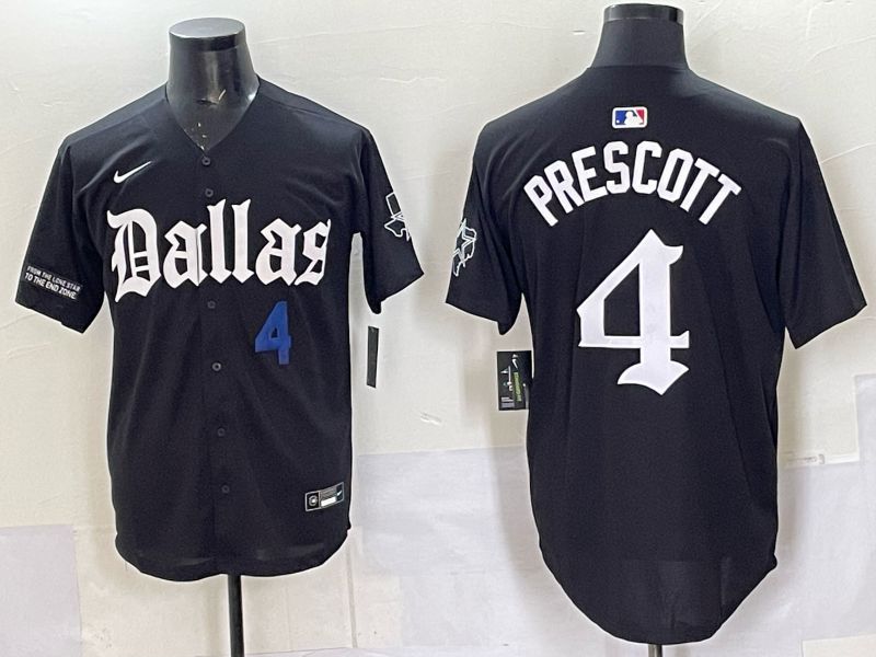Men 2025 Nike Dallas Cowboys #4 Prescott Black 5th generation Joint Name Limited NFL Jersey 07